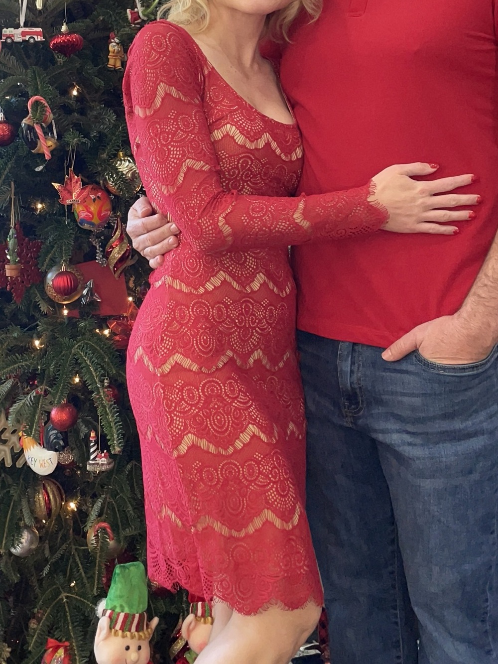 Bebe RED LACE DRESS